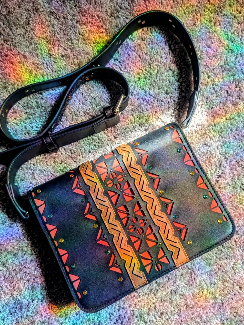 Mango Gem-studded Leather Crossbody Bag